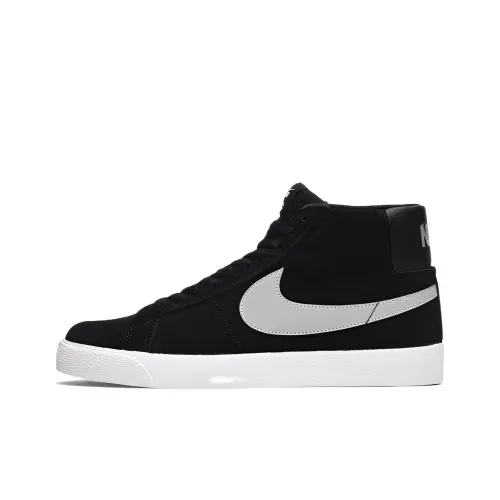 Nike Blazer Премиум Slip-Resistant Abrasion-Resistant MID Топ Скейтборд Кроссовки Unisex Черный Белый
