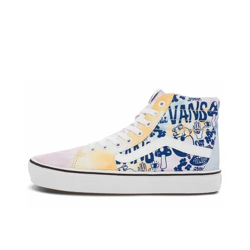 Vans SK8 PASTEL Tie Dye Comfycush Высокие Кроссовки для скейтбординга Женские Белые Синие