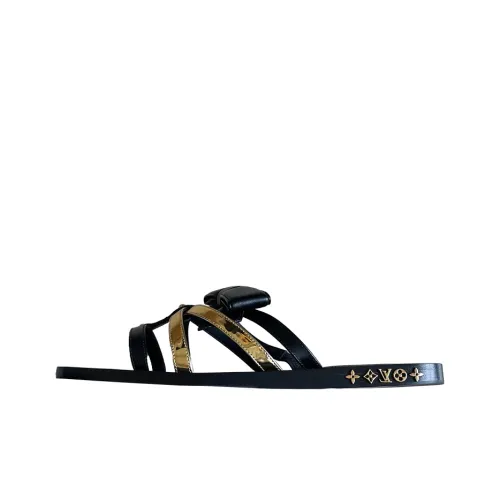 LOUIS VUITTON Peplum Шлепанцы Женские Черный Золото