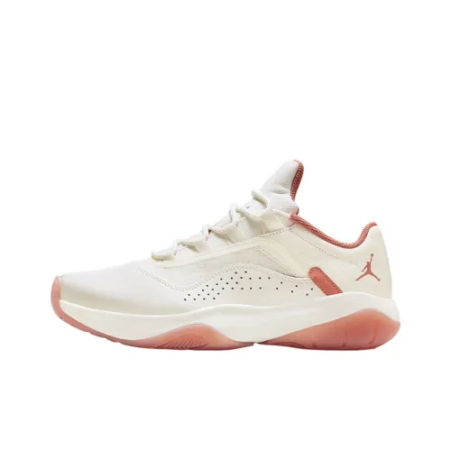 Jordan Air Jordan 11 Амортизаторы Slip-resistant Низкие Топы Винтажные Баскетбольные Кроссовки Женские Белые Красные