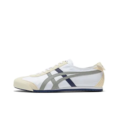 Onitsuka Tiger MEXICO 66 Износостойкий и Легкий Низкий Топ Повседневные Беговые кроссовки Унисекс Белый Серый Синий