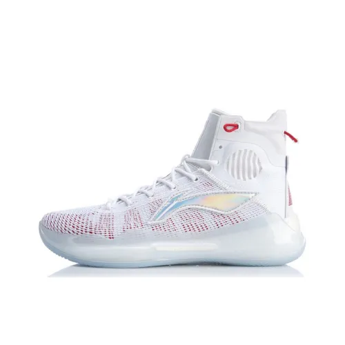 LiNing YuShuai 13 Boom Slip-resistant Abrasion-resistant Lightweight High-top Basketball Shoes Men's White Red