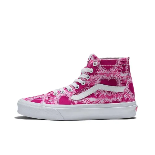 VANS SK8 Tie Dye Hearts Tapered High Топ Скейтборд Кроссовки Унисекс Красный Белый