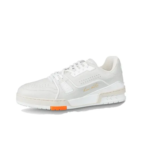 LOUIS VUITTON Тренер Low Топ Стильные Скейтбординги Мужской Белый Оранжевый