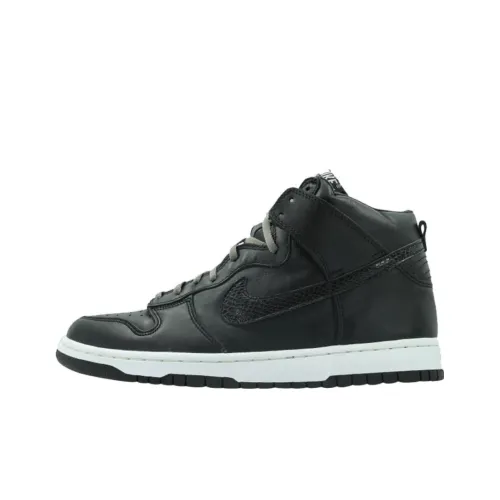 Stussy x Nike Dunk High Slip-Resistant Shock Absorbers High Top Skateboard Shoes Unisex Черный Белый
