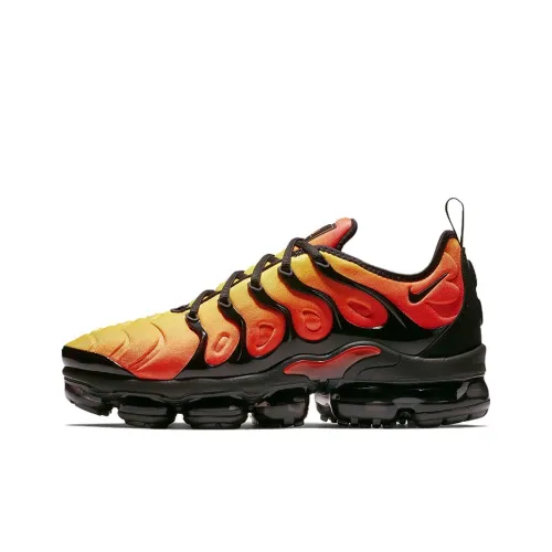 Nike Vapormax Plus Амортизация Износостойкие Низкие Кроссовки для Бега Мужские Черные и Оранжевые