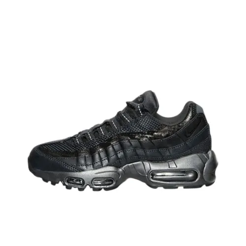 Nike Air Max 95 Black Spruce Aura Амортизация Износостойкий Низкий Топ Повседневная Обувь Женская Улучшенная Металлическая Черная