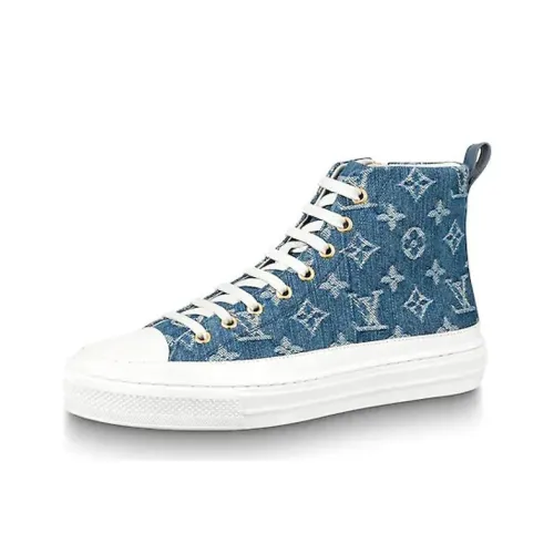 LOUIS VUITTON Stellar High Топ Стильные Скейтбординги Женские Джинсовый синий