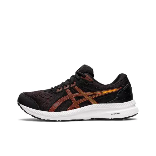 Asics Гель Contend 8 Low Топ Беговые кроссовки Мужские Черные и Оранжевые 4E Ширина