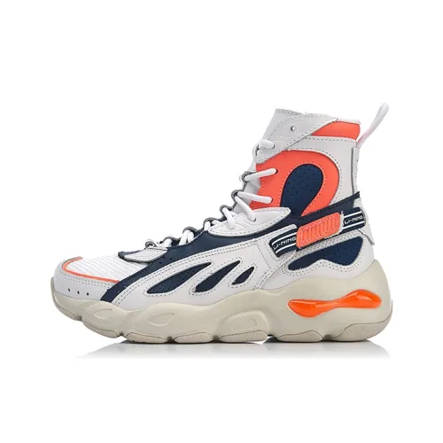 X Девушка x LINING Бабочка Противоскользящие Высокие Кроссовки с Толстой Подошвой Женские Сине-белые