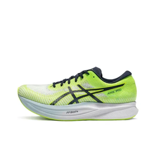 Asics Magic Speed 2,0 Амортизация Устойчивость к истиранию Дышащий Низкий Топ Карбоновая плита Беговые кроссовки Мужской Зеленый Синий