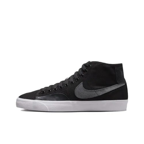 Nike SB Blazer Court MID Премиум Slip-on Устойчивый к истиранию Легкий MID Скейтборд Кроссовки Унисекс Черный