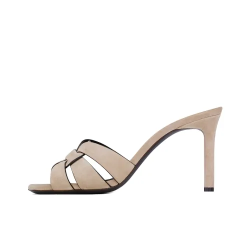 SAINT LAURENT TRIBUTE Шлепанцы Женские Бежевые