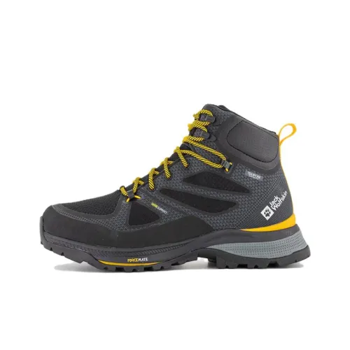 JACK WOLFSKIN Альпинистские и туристические ботинки High Top Черный/Желтый Мужской