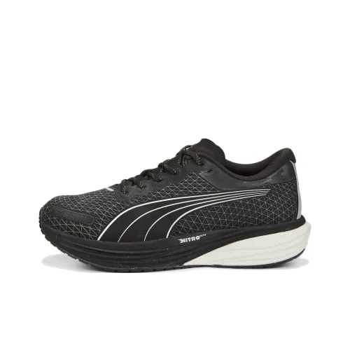 PUMA Deviate NITRO 2 Slip-Resistant Abrasion-Resistant Low-Top Беговые кроссовки Мужские Черно-Белые