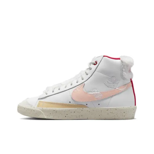 nike Blazer Mid Топ Кроссовки для скейтбординга Женские Белые Розовые