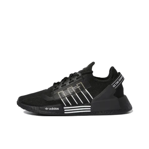 Adidas Originals NMD_R1 V2 Slip-resistant Abrasion-resistant Lightweight MID Top Casual Shoes Men's Black White Adidas Originals NMD_R1 V2 Противоскользящий Устойчивый к истиранию Легкий MID Топ Повседневная Обувь Мужская Черный Белый