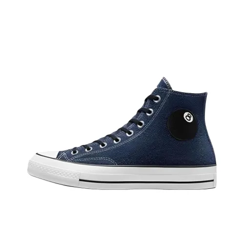 Конверс x Stussy 1970s Chuck Taylor All Star 1970s Slip-resistant Abrasion-resistant High Top Shoes Unisex Blue Конверс x Stussy 1970s Chuck Taylor All Star 1970s Противоскользящие Устойчивые к истиранию Высокие Кеды Унисекс Синий