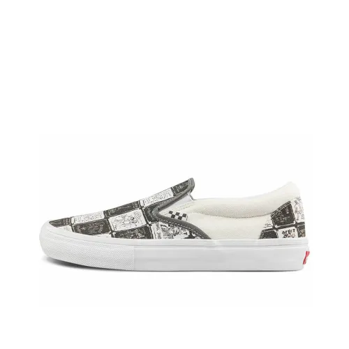 Daniel Johnston x VANS Slip-on Low Top Skateboard Shoes Unisex Gray White Checkerboard