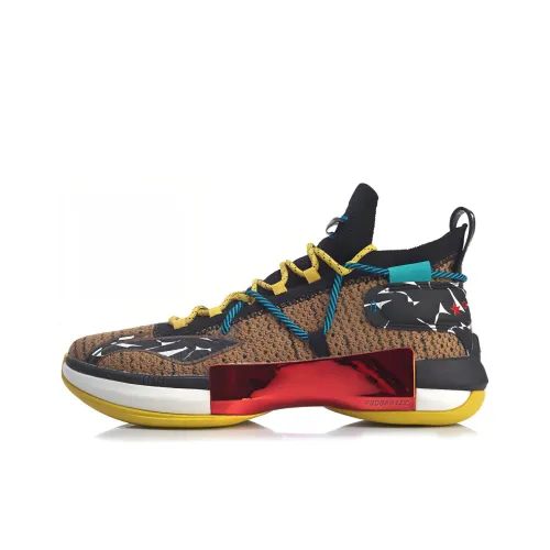 LiNing Speed 6 Амортизация Противоскользящий Устойчивый к износу Баланс MID Топ Баскетбольные кроссовки Мужской Черный Коричневый