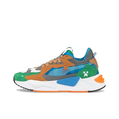 Minecraft X PUMA RS Z Low Топ Спортивная Повседневная Обувь Унисекс Зеленый Коричневый Синий