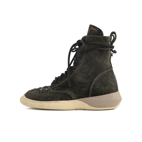 Visvim Nabi Moc Hi Folk Устойчивый к истиранию Высокий Топ Повседневная обувь Женская Черная