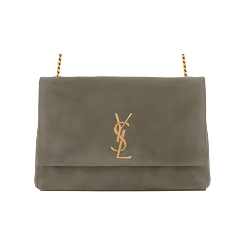 SAINT LAURENT Kate Спилок коровья кожа с овчиной сумка с цепочкой сумка через плечо женская цвет серый хаки