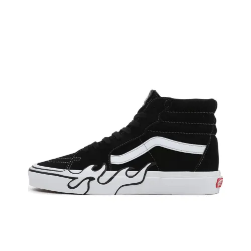 VANS SK8 Пламя Высокие Кроссовки для Скейтбординга Унисекс Черный Белый