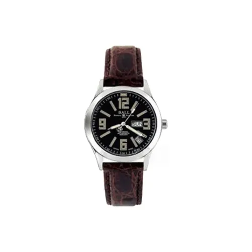 Шар Автоматический Механический Механизм Мужские Часы Часы 38 мм Черный Циферблат Корпус из Нержавеющей Стали Ремешок из Коровьей Кожи