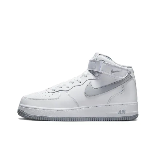 Nike Air FORCE 1 'Белый Металлик' MID Топ Скейтборд Кроссовки Мужские Серые