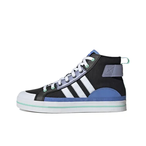 ADIDAS NEO City Canvas Slip-Resistant Abrasion-Resistant MID Skateboard Top Shoes Unisex Black White Blue