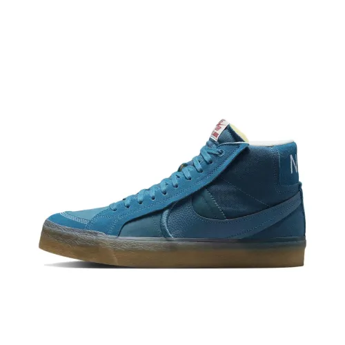 Nike Blazer Slip-resistant Shock Absorbers с свойствами устойчивости к истиранию MID Скейтбординг Кроссовки Unisex Cyan