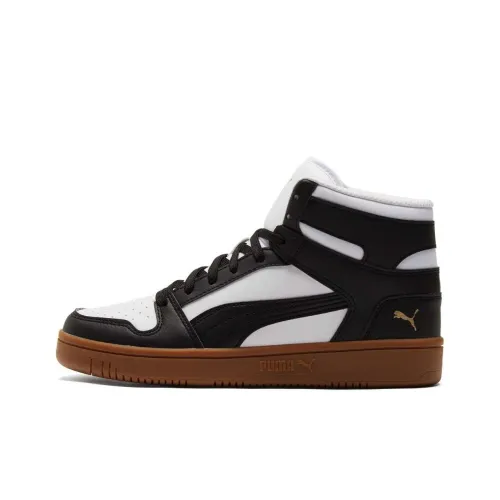 PUMA Rebound Layup MID Топ Кроссовки для скейтбординга Унисекс Белый Черный Золото