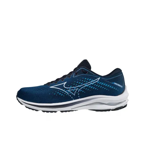 Mizuno Wave Rider 25 Широкий устойчивый к истиранию низкий топ беговые кроссовки мужской синий белый