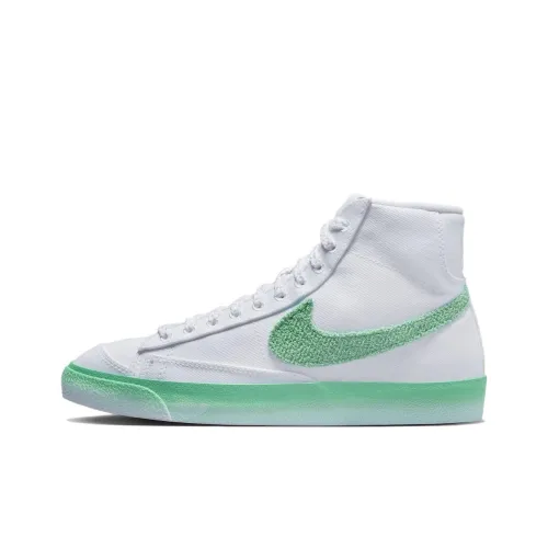 Nike Blazer Slip Resistant Abrasion Resistant Легкий MID Скейтбординг Кроссовки Женские Белый Зеленый