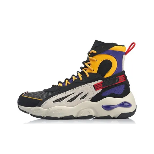 LINING Бабочка Нескользящая Легкая Высокий Топ Толстая подошва Кроссовки Мужские Черные