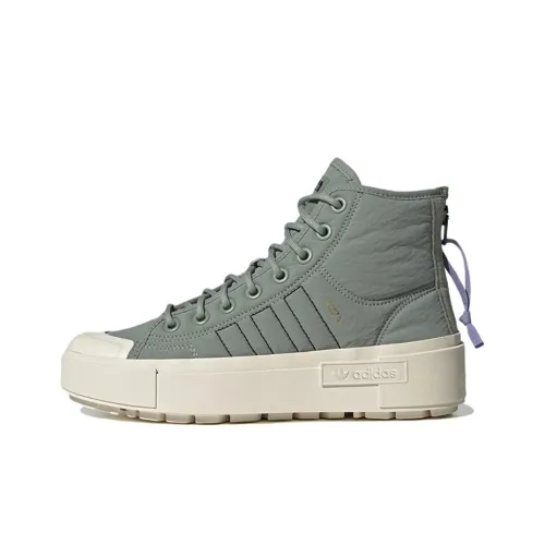 Adidas Originals NIZZA Bonega Slip-resistant Abrasion-resistant High Top Skateboard Shoes Women's Green White Adidas Originals NIZZA Bonega Slip-resistant Abrasion-resistant Высокие Кроссовки для скейтбординга Женские Зеленый Белый