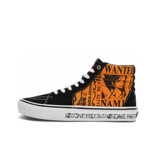 ONE PIECE x Vans SK8 High Топ Скейтборд Кроссовки Унисекс Черный Оранжевый Коллаборация Nami