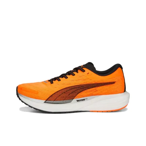 PUMA Deviate NITRO 2 Slip-Resistant Abrasion-Resistant Low Top Carbon Plate Marathon Беговые кроссовки Мужские Черный Оранжевый