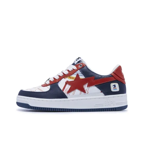 USPS x A BATHING APE STA 'Priority Mail Express Label' Низкий Топ Стильные Скейтбординги Мужской Белый Синий Красный