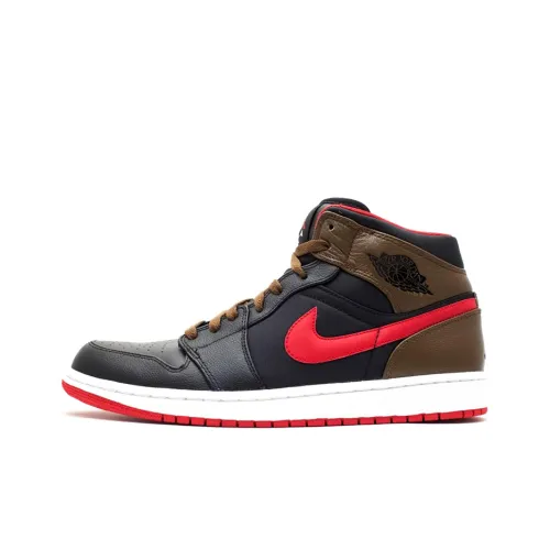 Jordan Air Jordan 1 Phat 'Черный Красный Оливковый' Амортизация Высокий Топ Винтажные Баскетбольные Кроссовки Мужские Черный Коричневый