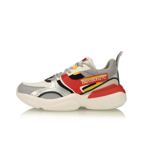 LiNing Shock Absorbers Slip-Resistant Abrasion-Resistant Low Top Спортивная Повседневная Обувь Женская Белая Серый