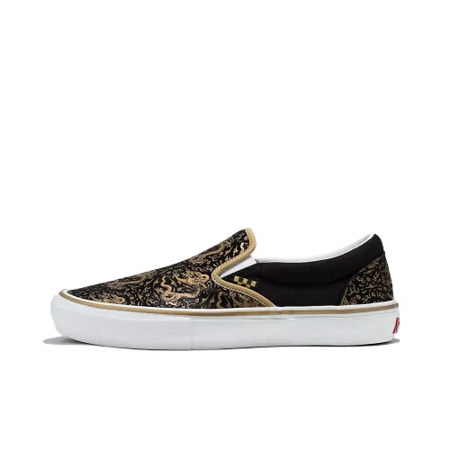 Vans Slip On Chinese New Year Low Топ Скейтборд Кроссовки Унисекс Черный Золото