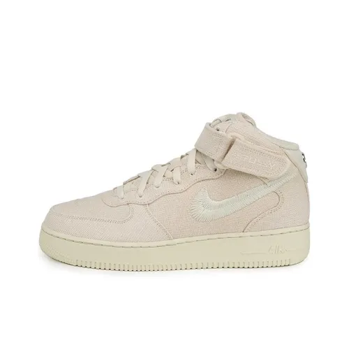 Stussy x Nike Air FORCE 1 MID Топ Скейтборд Кроссовки Унисекс Linen