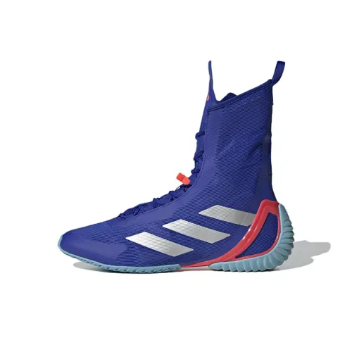 Adidas ULT Ультра Легкий Износостойкий и Противоскользящий Высокий Топ Боксерская Обувь Унисекс Синий и Серебряный Красный