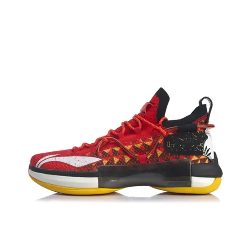 LiNing Blitz 6 Premium Амортизаторы противоскользящие устойчивые к истиранию MID Топ Баскетбольные кроссовки Мужские Красный Белый