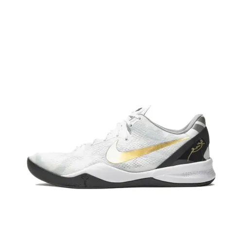 Nike Kobe 8 Protro Slip-Resistant Low Top Баскетбольные кроссовки Мужские Белый Золото Черный