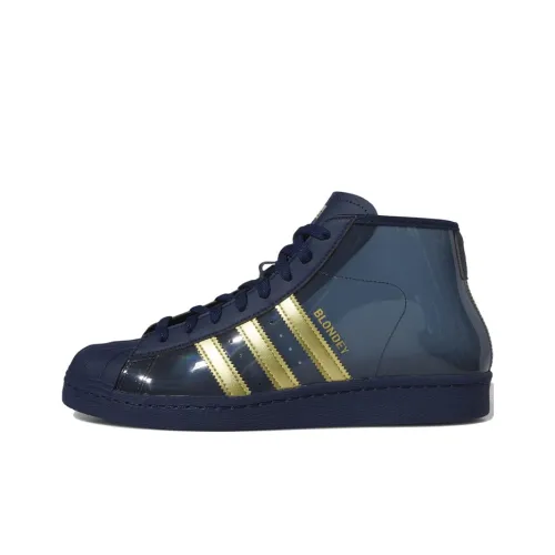 Blondey x Adidas Originals Pro Model ADV Slip-resistant Abrasion-resistant High Top Skateboard Shoes Men's Blue Перевод Blondey x Adidas Originals Pro Model ADV Противоскользящие Износостойкие Высокие Кроссовки для скейтбординга Мужские Синие
