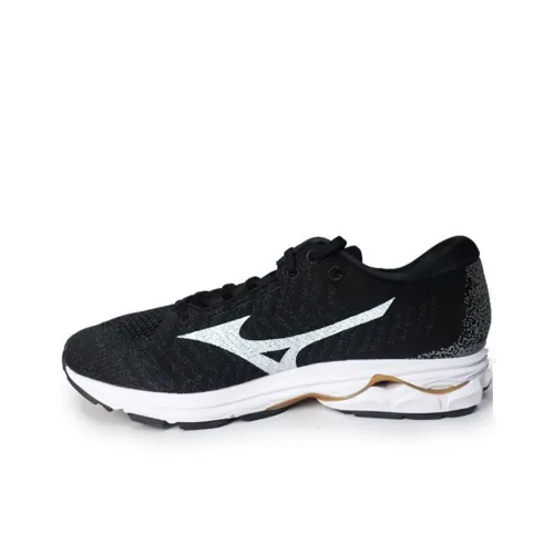 Mizuno Wave Rider Waveknit 3 Low Топ Беговые кроссовки Унисекс Черный белый