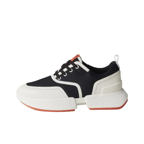 HERMES Giga Устойчивый к истиранию Низкий Топ Спортивная Повседневная Обувь Женская Черный Белый